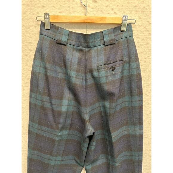 Vintage Giorgio Saint Angelo Pants Womens 6 Blue 100% Wool Pleats Trouser Tartan - Picture 8 of 9